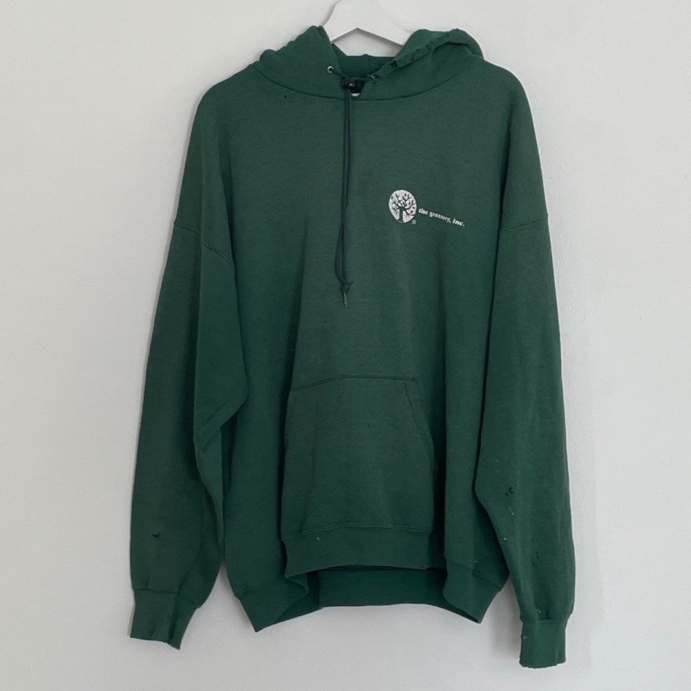 Sun Faded Green Heavyweight Lee Hoodie Natural Distressed Faded Vintage VTG